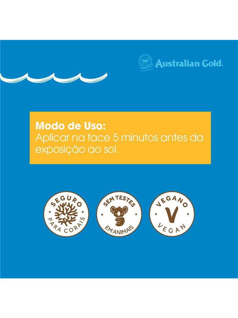Protetor solar facial gel creme australian gold fps70