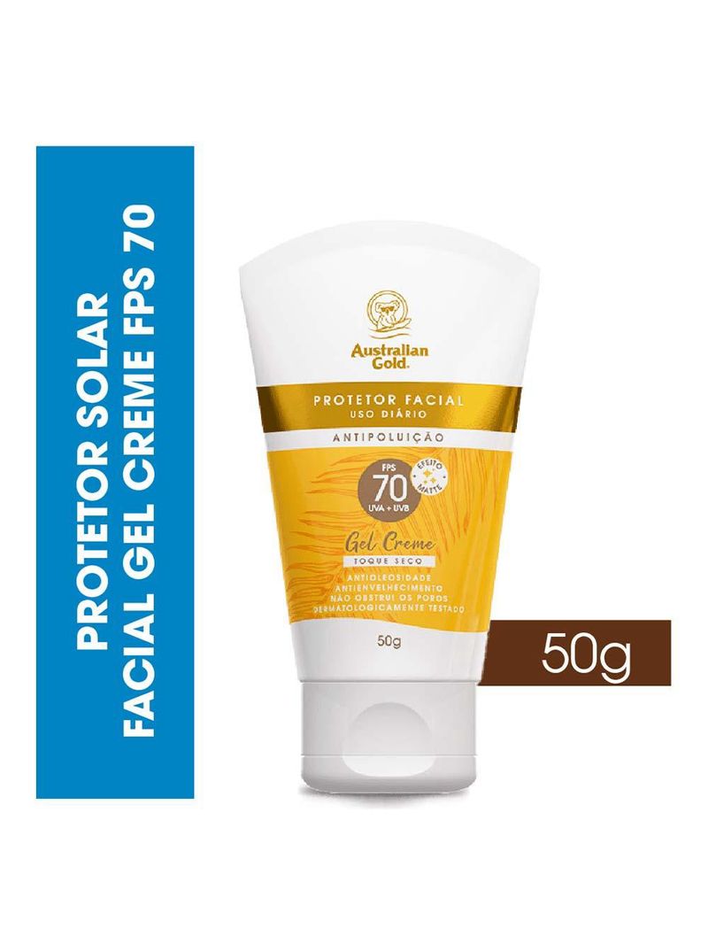 Protetor solar facial gel creme australian gold fps70