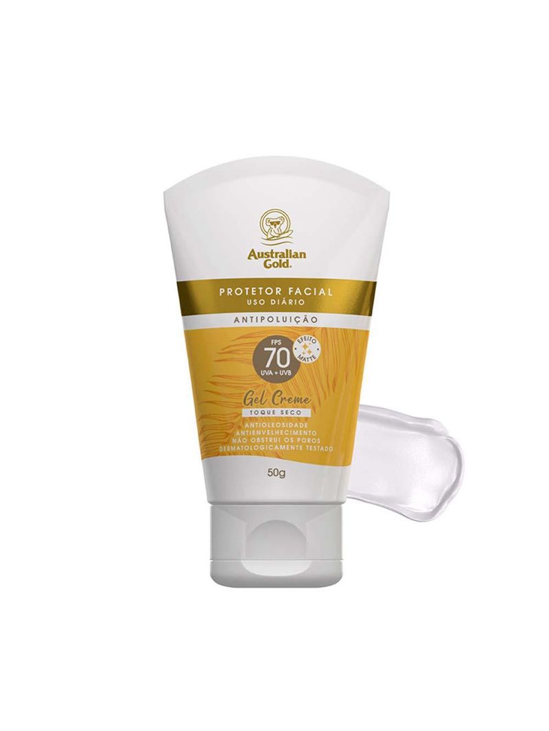 Protetor solar facial gel creme australian gold fps70