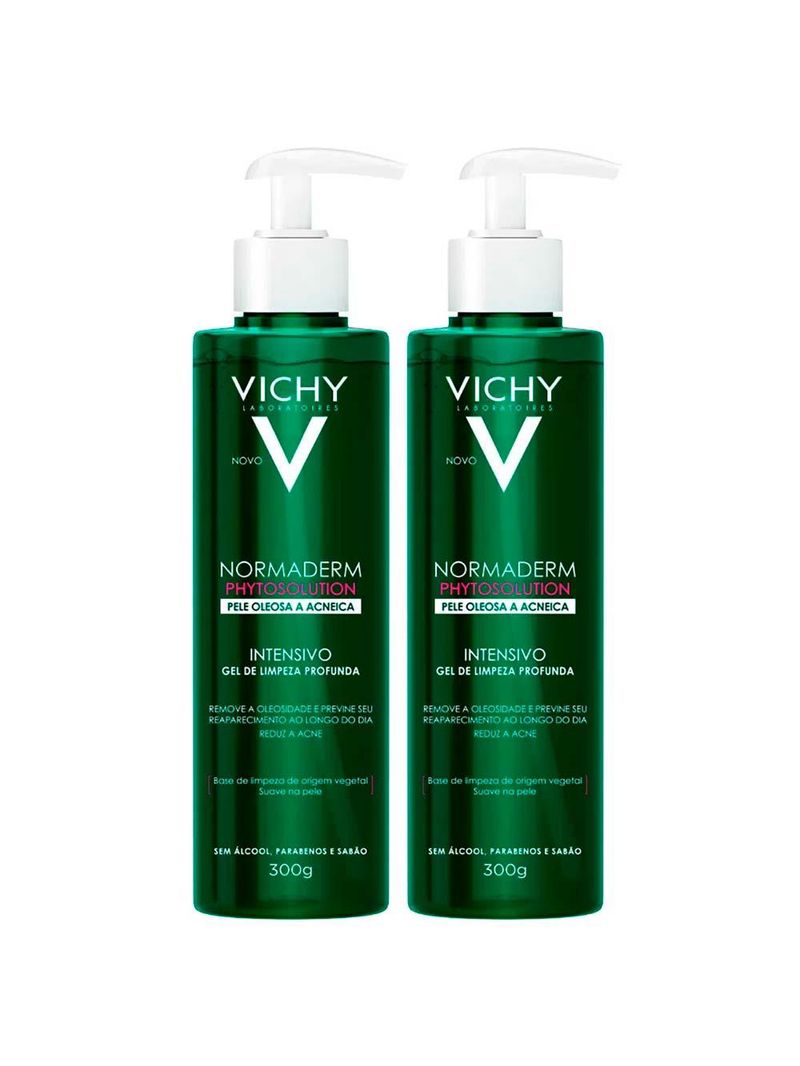 Vichy normaderm phytosoluion kit com 2 unidades – gel de limpeza facial intensivo 300g