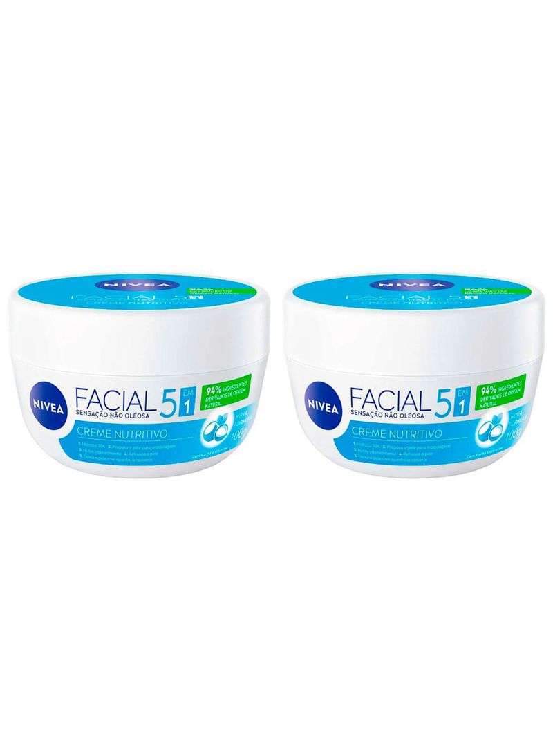 Nivea kit com 2 unidades – creme hidratante facial nutritivo 100g