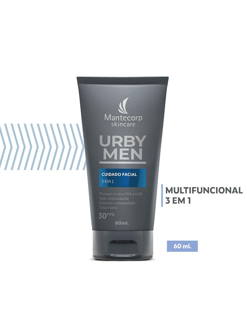 Loção facial 3 em 1 mantecorp urby men fps 30