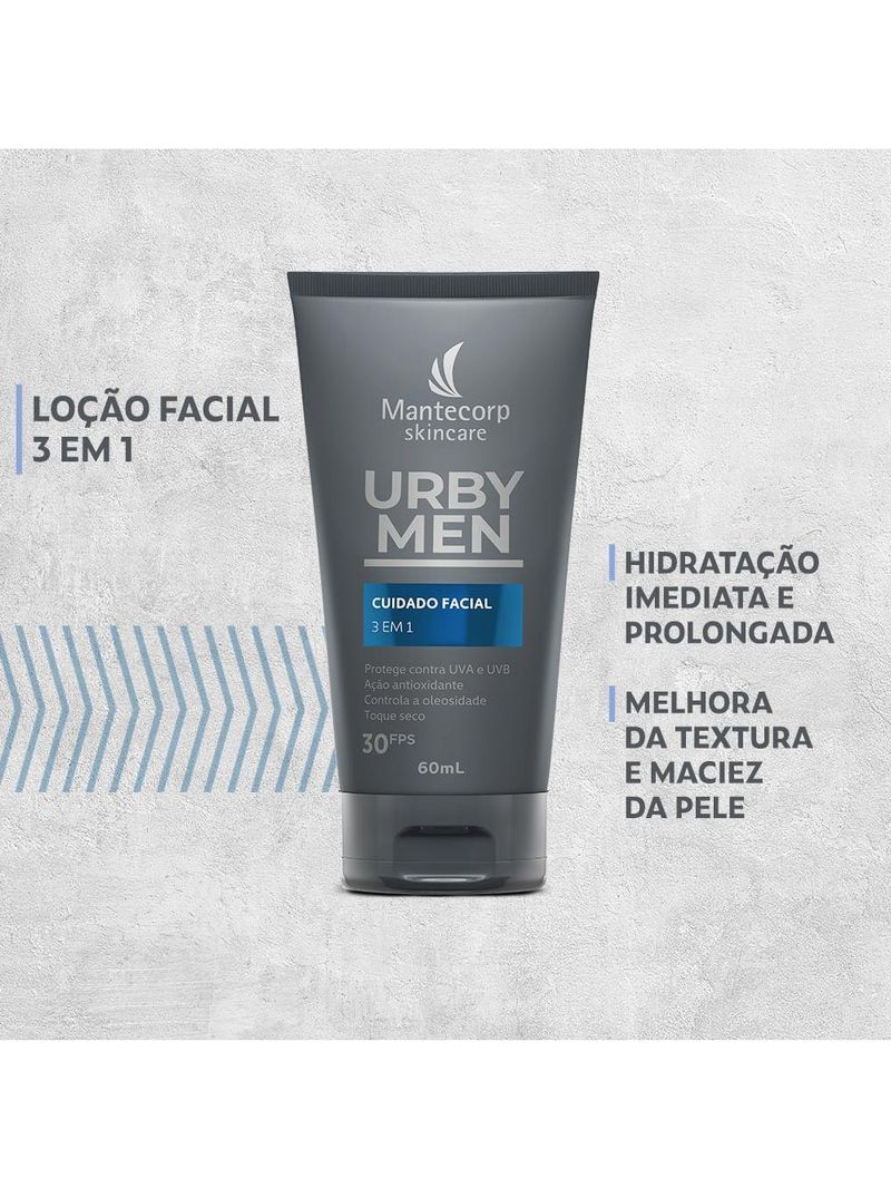 Loção facial 3 em 1 mantecorp urby men fps 30