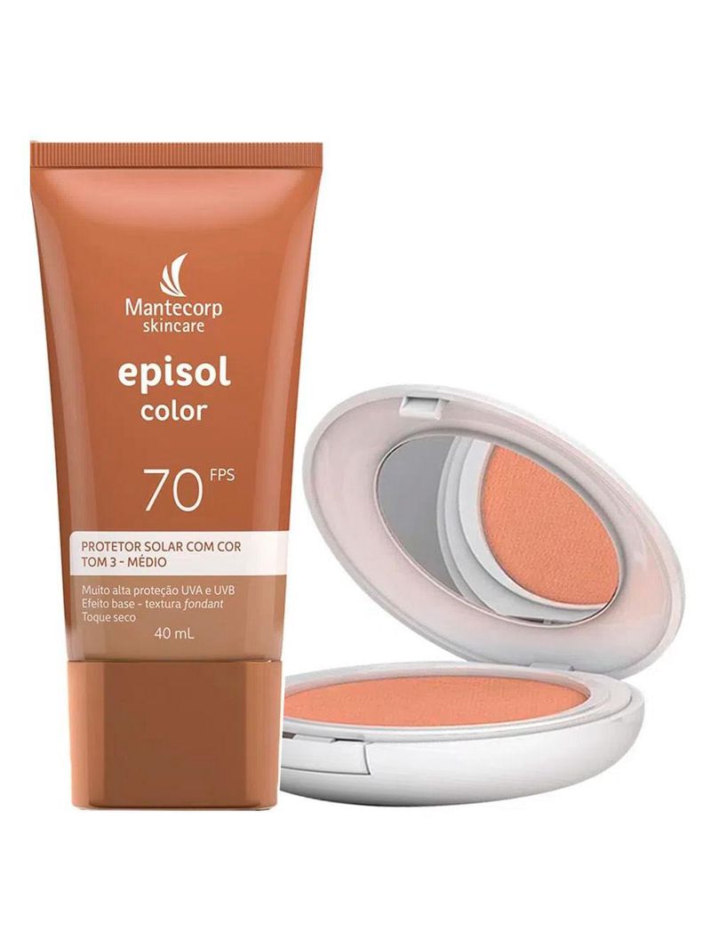 Mantecorp skincare episol kit - pó compacto fps50 + protetor solar tom 3 - médio