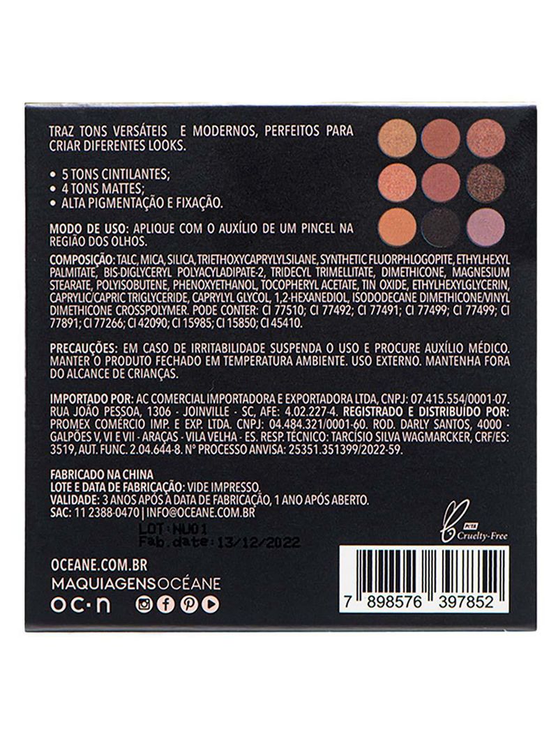 Paleta de sombras océane edition pocket palette nude