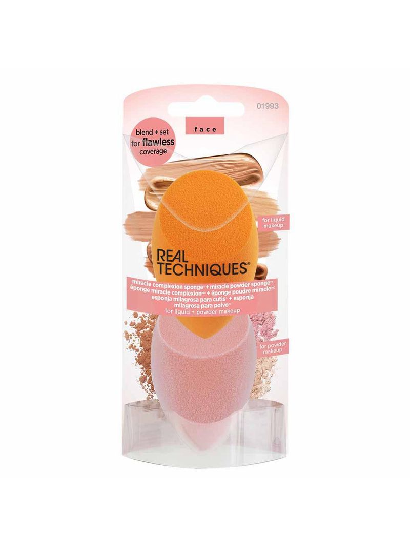 Real techniques  esponjas kit – esponja para base + esponja para pó
