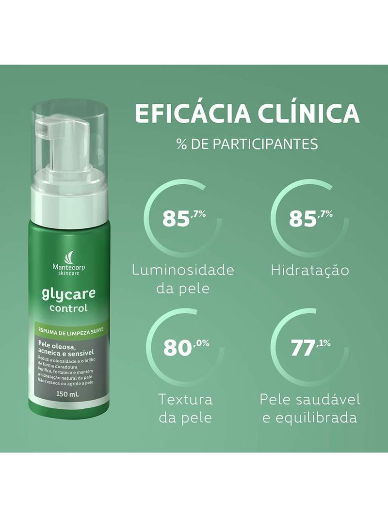 Espuma de limpeza facial mantecorp skincare glycare control