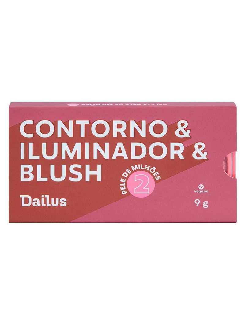 Paleta de contorno & iluminador & blush dailus pele de milhões 2