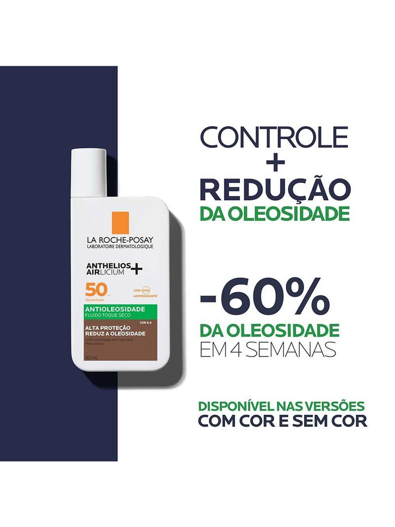 Protetor solar facial com cor la roche-posay anthelios airlicium+ fluido fps50