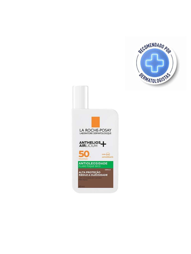 Protetor solar facial com cor la roche-posay anthelios airlicium+ fluido fps50
