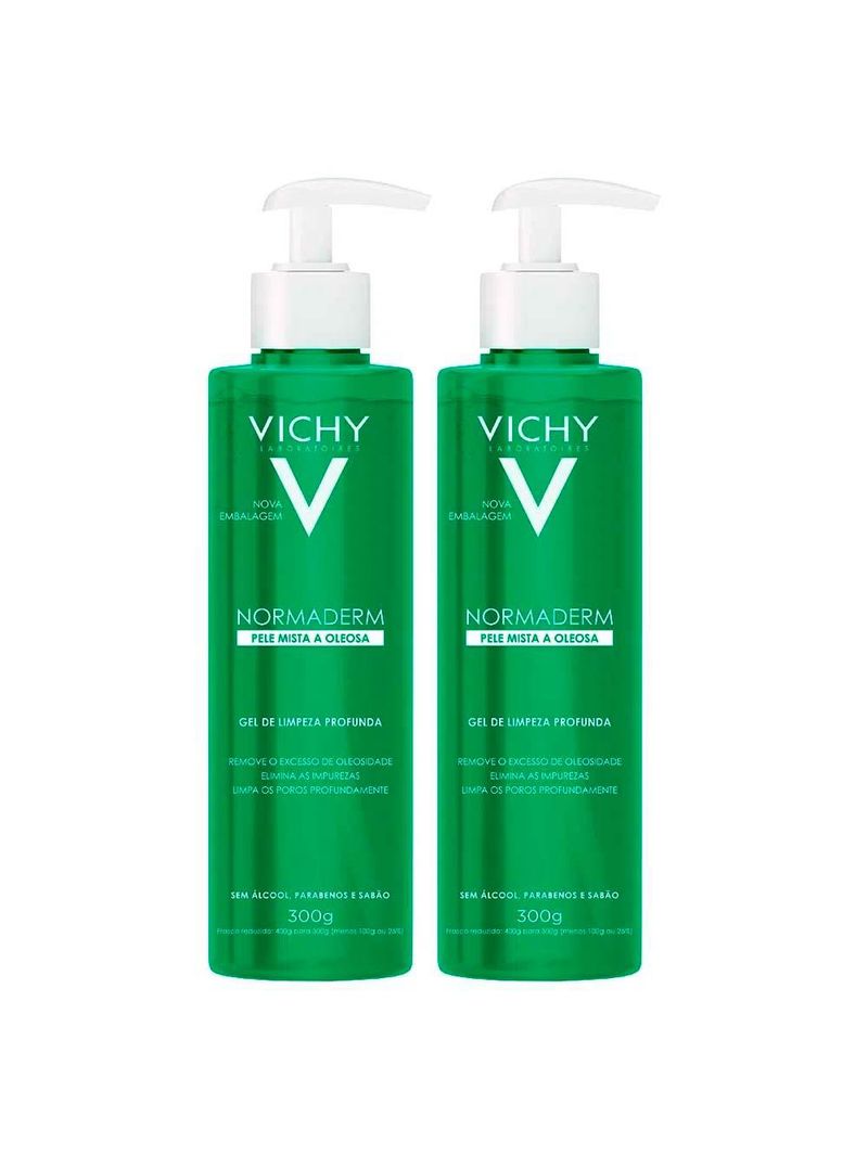 Vichy normaderm kit com 2 unidades – gel de limpeza facial profunda 300g