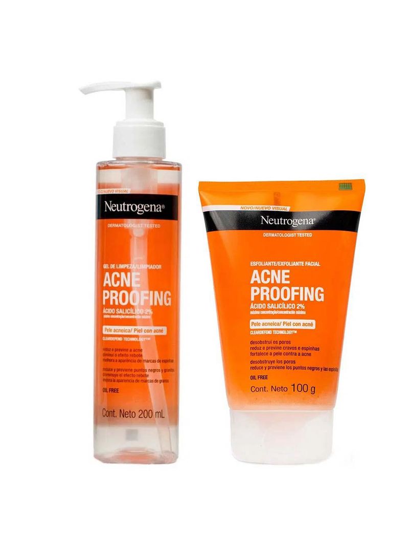 Neutrogena acne proofing kit - gel de limpeza + esfoliante facial