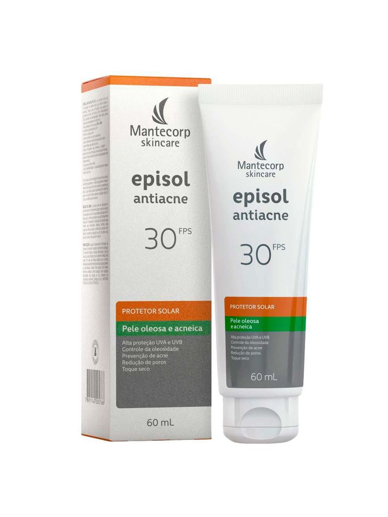 Protetor solar facial antiacne mantecorp skincare episol fps30