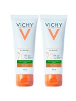 Vichy idéal soleil purify kit com 2 unidades – protetor solar facial com cor fps70 – média