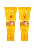 Vichy idéal soleil clarify kit com 2 unidades – protetor solar facial com cor fps60 - morena