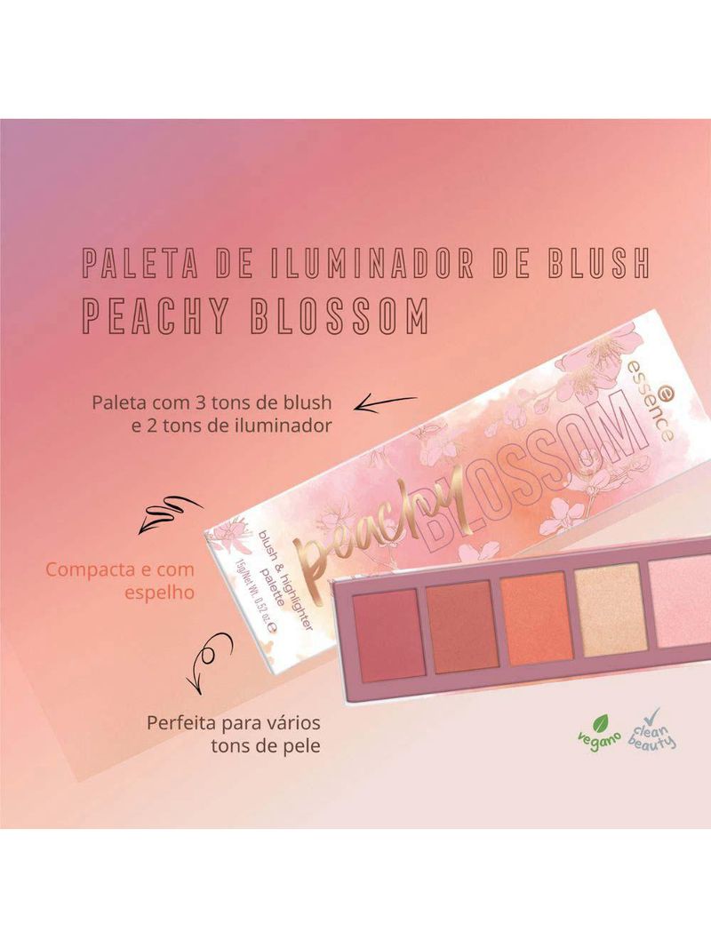 Paleta de blush e iluminador essence peachy blossom