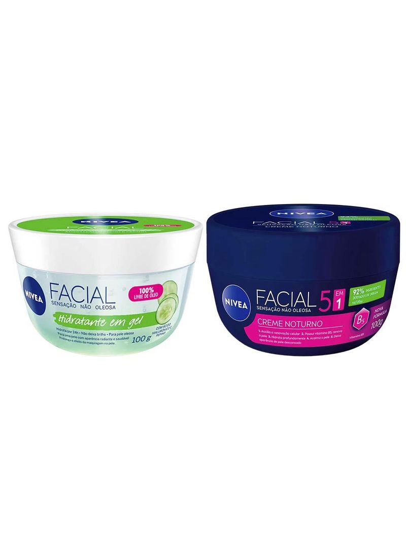 Nivea kit – hidratante facial gel fresh 100g + creme hidratante facial noturno 100g