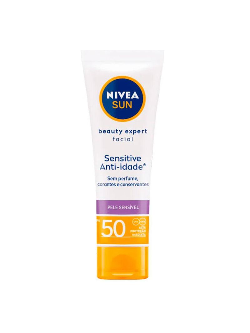 Nivea kit - protetor solar spray protect & toque seco fps50 200ml + protetor solar facial beauty expert sensitive fps 50 50g