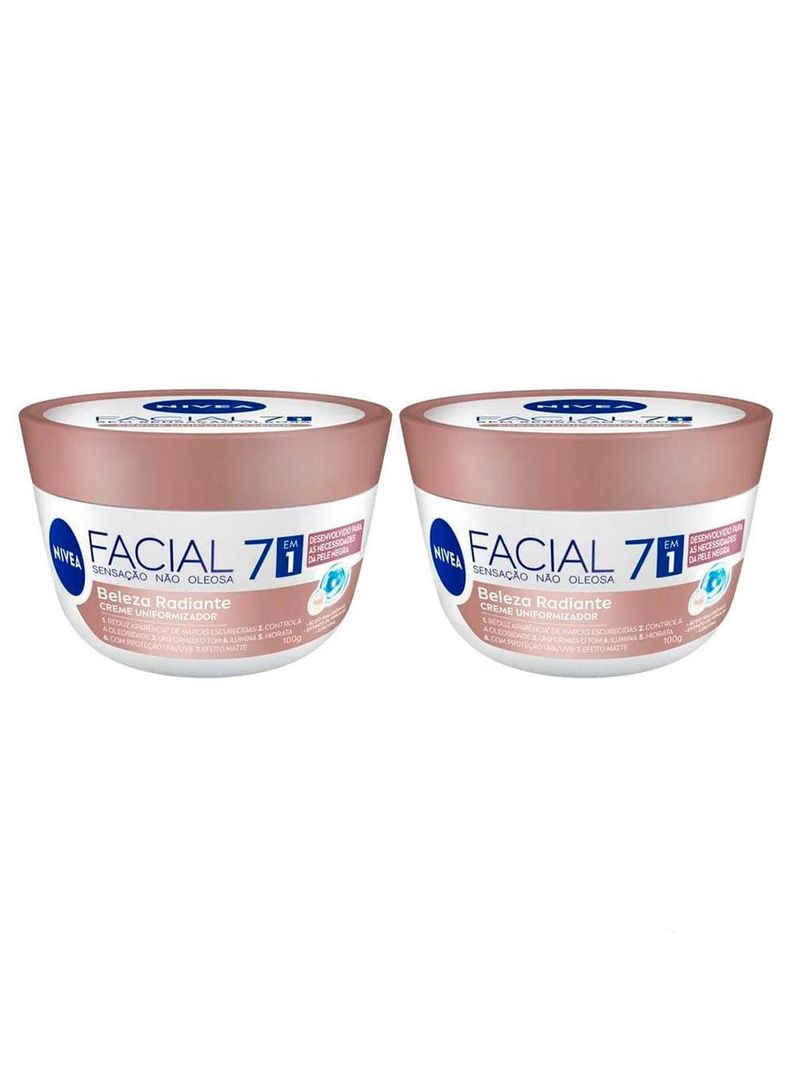 Nivea kit com 2 unidades – hidratante facial 7 em 1 beleza radiante 100g