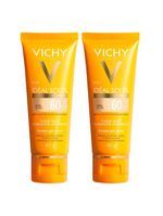 Vichy idéal soleil clarify kit com 2 unidades – protetor solar facial com cor fps60 – extra clara