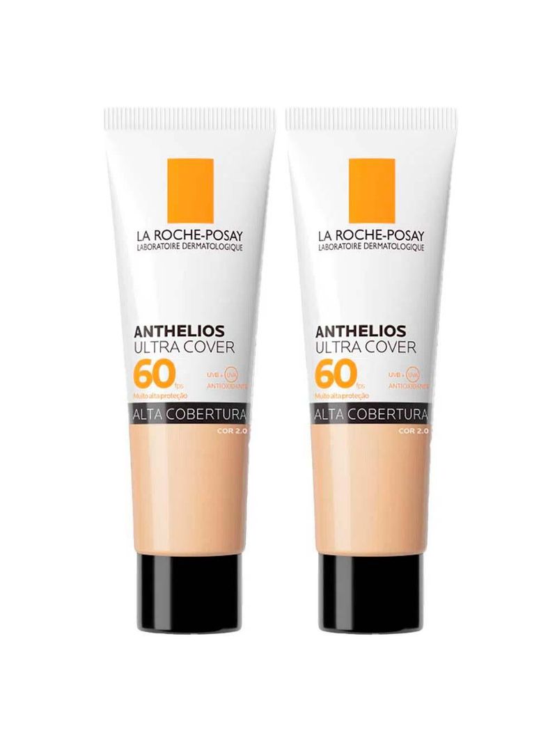 La roche-posay anthelios ultra cover kit com 2 unidades – protetor solar facial com cor fps60 20 – 30g