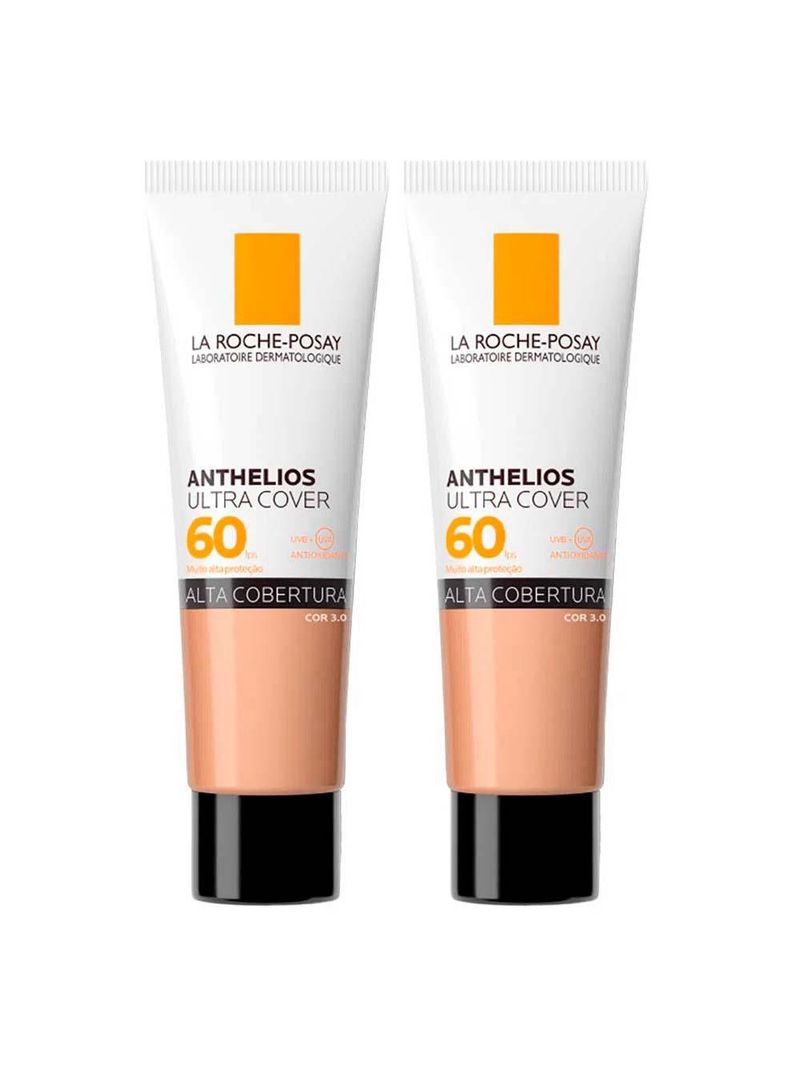 La roche-posay anthelios ultra cover kit com 2 unidades – protetor solar facial com cor fps60 30 – 30g