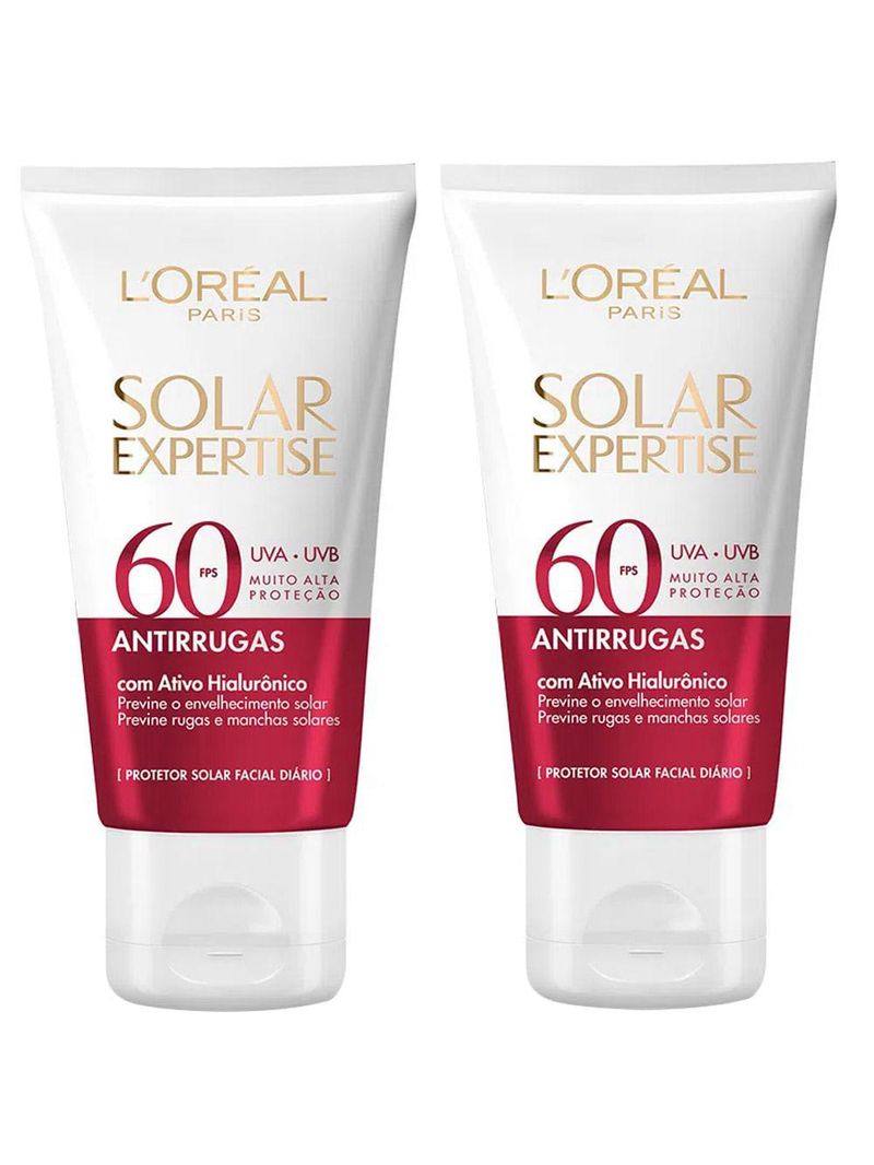 L’oréal paris kit com 2 unidades - protetor solar facial solar expertise antirrugas fps60 - 40g