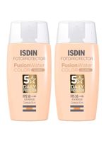Isdin fusion water 5 stars color kit com 2 unidades – protetor solar facial com cor fps50 – 50ml – clara