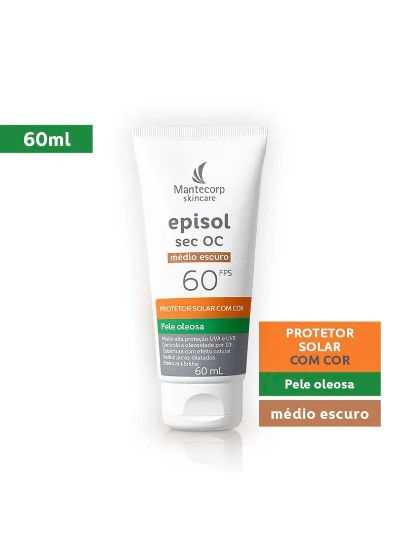 Mantecorp episol sec oc kit com 3 unidades – protetor solar facial fps60 – médio escuro 60ml