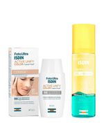 Isdin kit - protetor solar corporal hydrolotion fps50 + clareador facial active unify fusion fluid color fps99