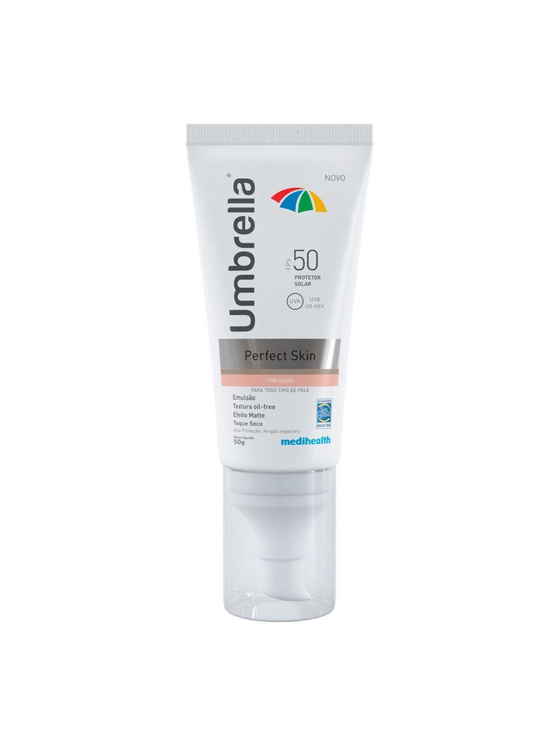 Fotoprotetor facial com cor umbrella perfect skin fps50