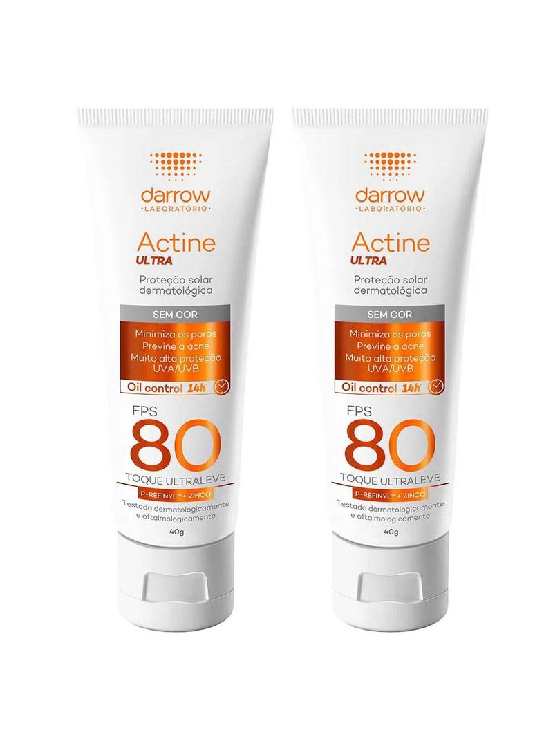 Darrow actine ultra kit com 2 unidades – protetor solar facial fps80 – 40g