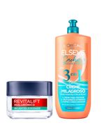 L’oréal paris kit – gel creme facial antioleosidade revitalift hialurônico + creme milagroso 3 em 1 elseve cacho dos sonhos