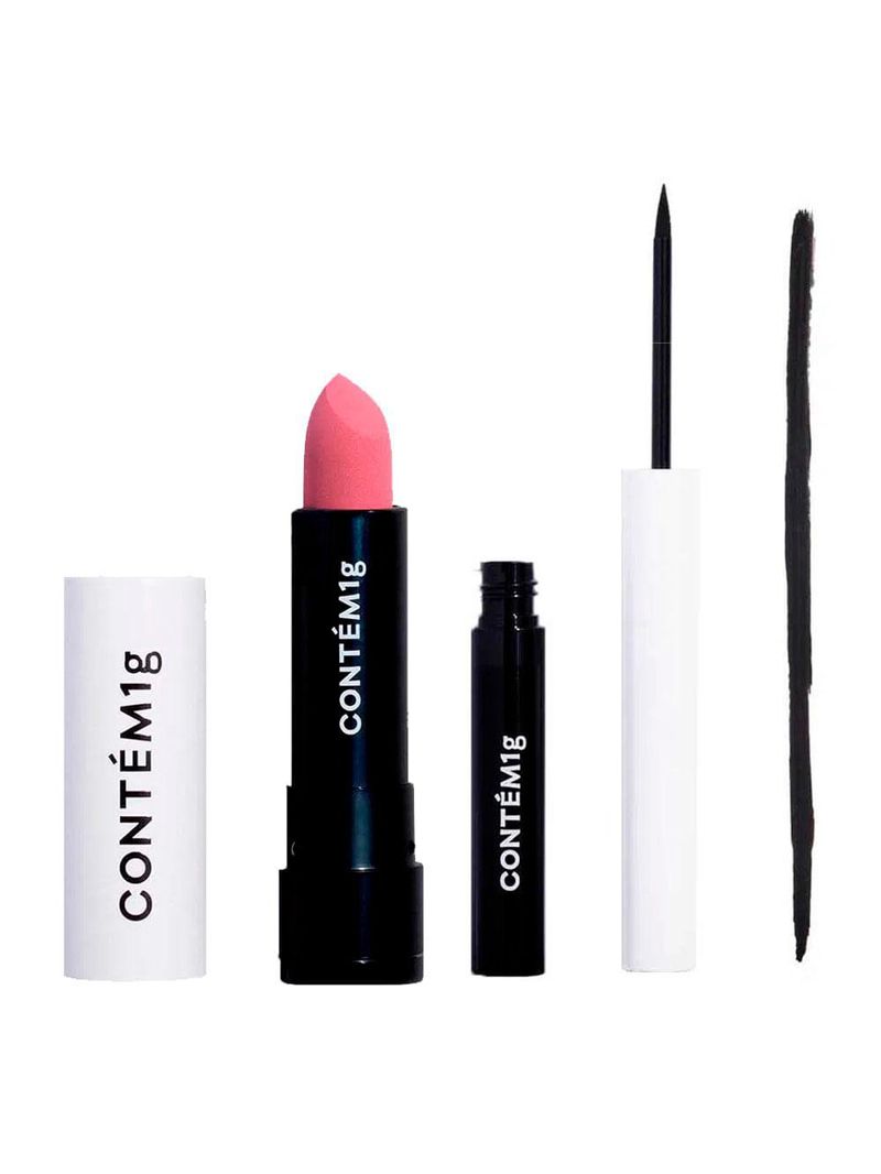 Contém1g kit - batom matte velvet biônica + delineador líquido ultra matte preto