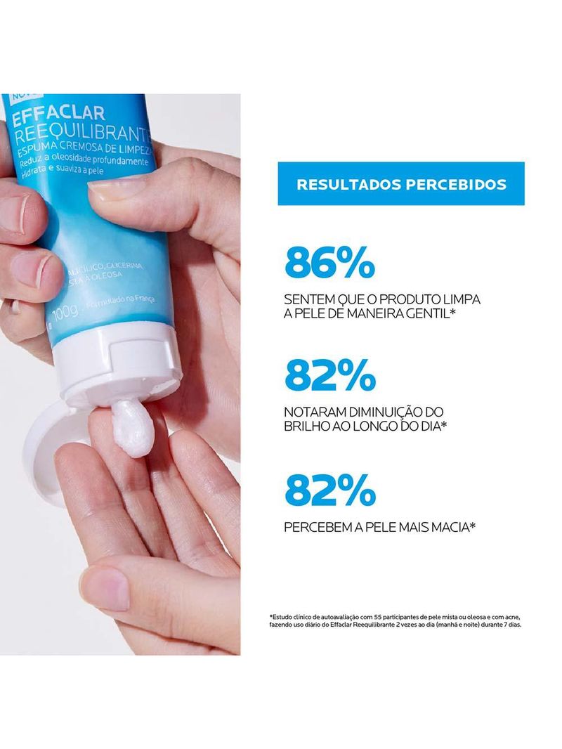 Espuma de limpeza facial cremosa la roche-posay effaclar reequilibrante