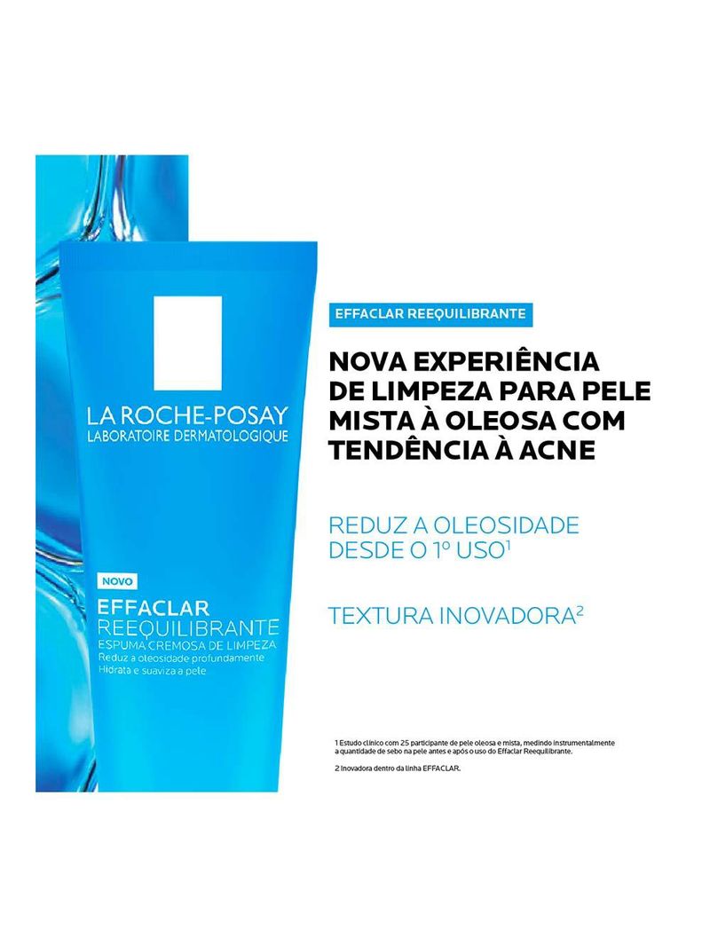 Espuma de limpeza facial cremosa la roche-posay effaclar reequilibrante