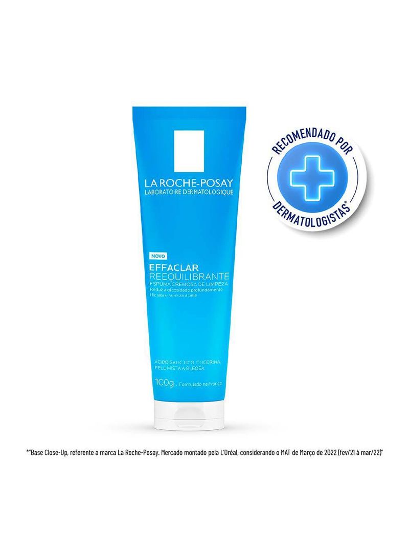 Espuma de limpeza facial cremosa la roche-posay effaclar reequilibrante