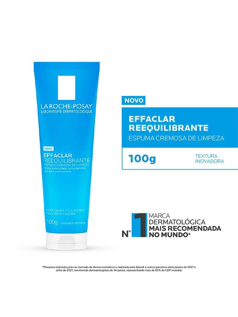 Espuma de limpeza facial cremosa la roche-posay effaclar reequilibrante