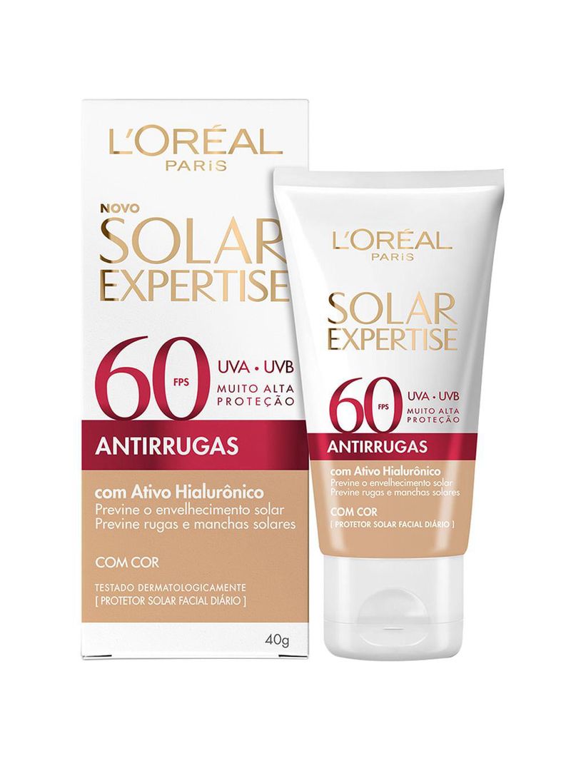 Protetor solar facial l'oréal paris solar expertise antirrugas com cor fps60