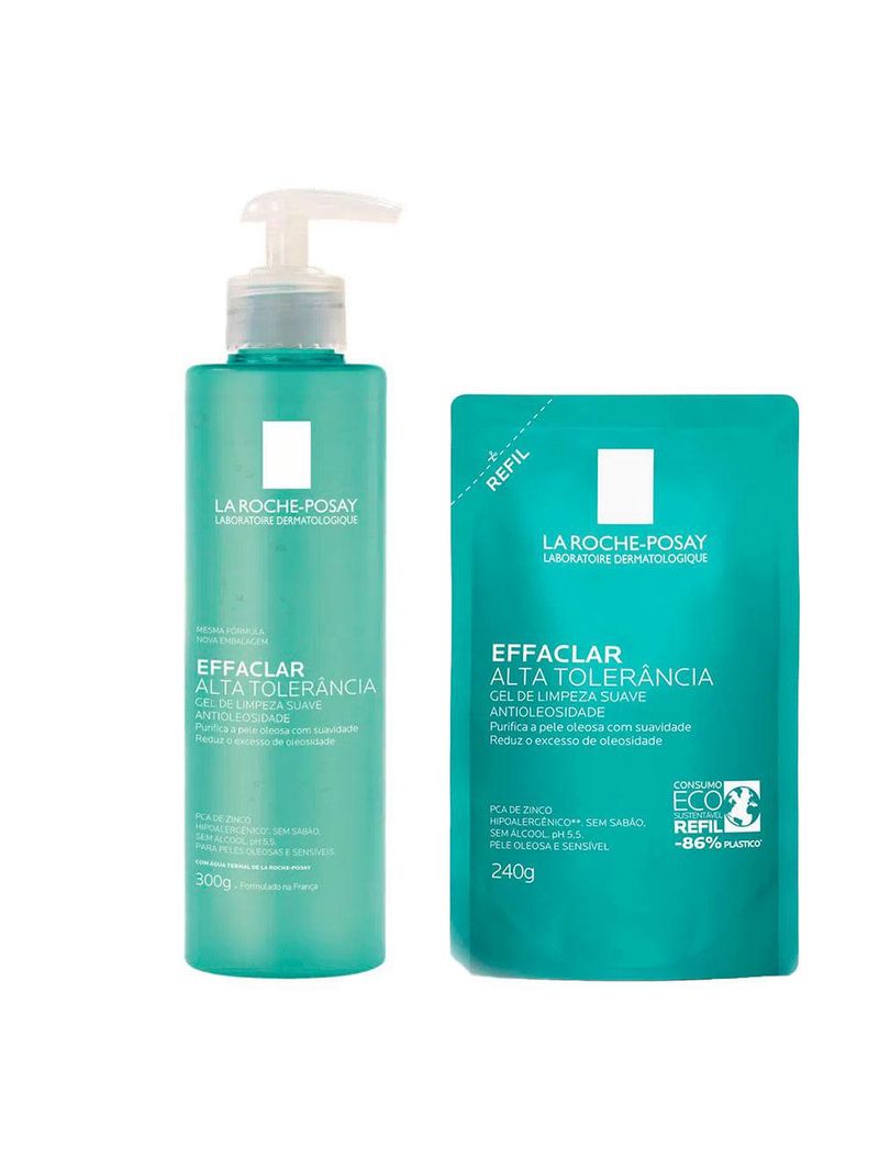 La roche posay refil effaclar alta tolerância kit - gel de limpeza facial + refil