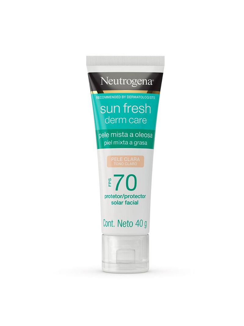 Protetor solar facial para pele oleosa neutrogena sun fresh derm care fps70