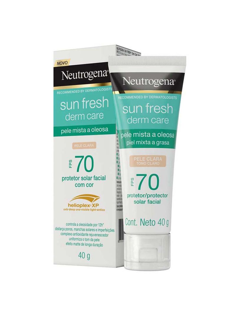Protetor solar facial para pele oleosa neutrogena sun fresh derm care fps70