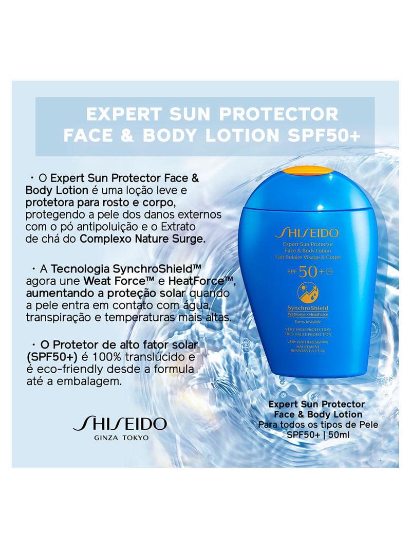 Protetor solar facial shiseido – expert sun protection lotion fps50+