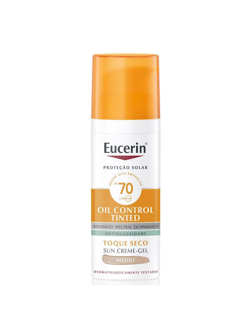 Eucerin sun oil control tinted médio fps70 creme facial