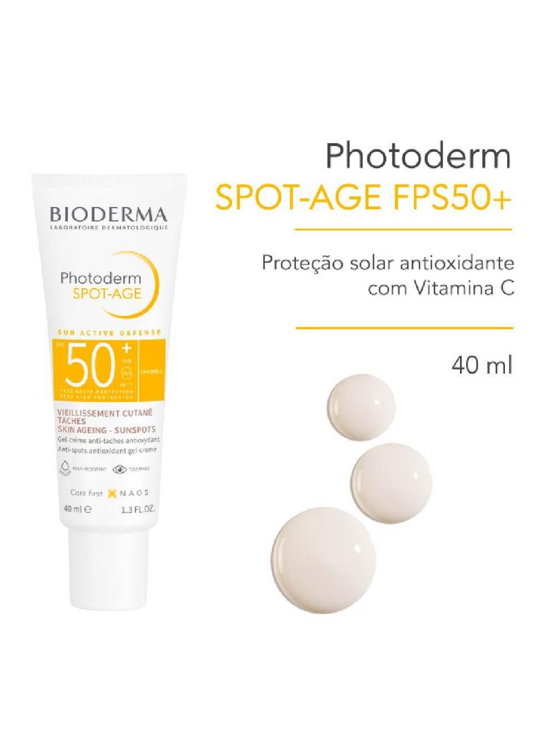 Protetor solar facial antioxidante e anti-idade bioderma photoderm spot age fps 50+