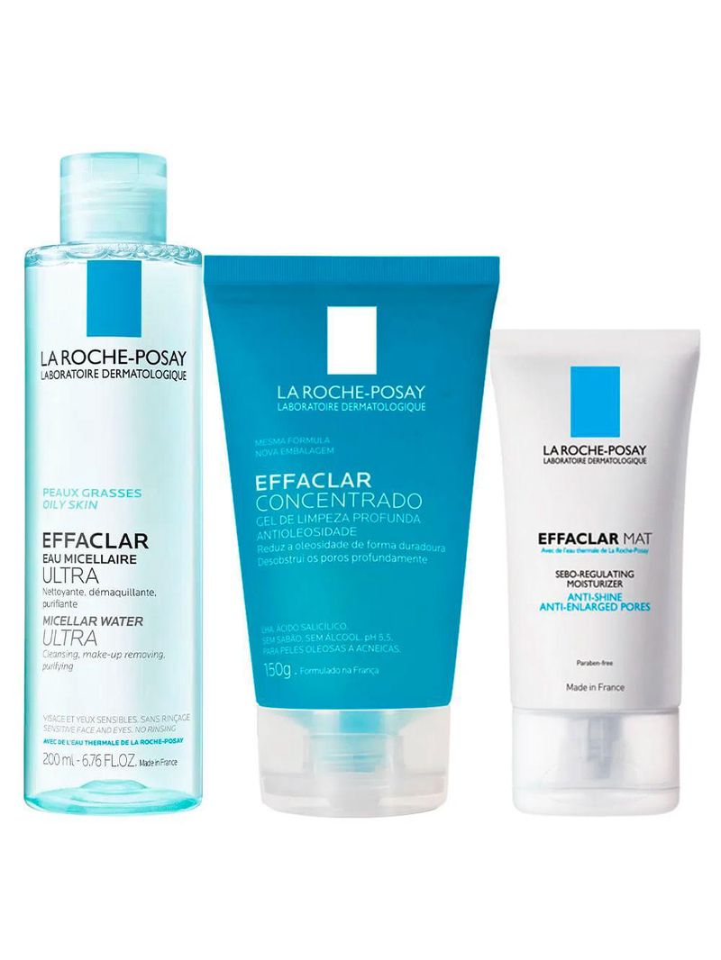 La roche-posay kit - gel de limpeza + hidratante facial + solução micelar