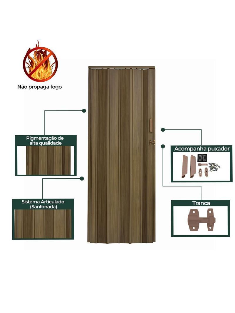 Porta Sanfonada De Pvc 105x210cm Bariri - Tk