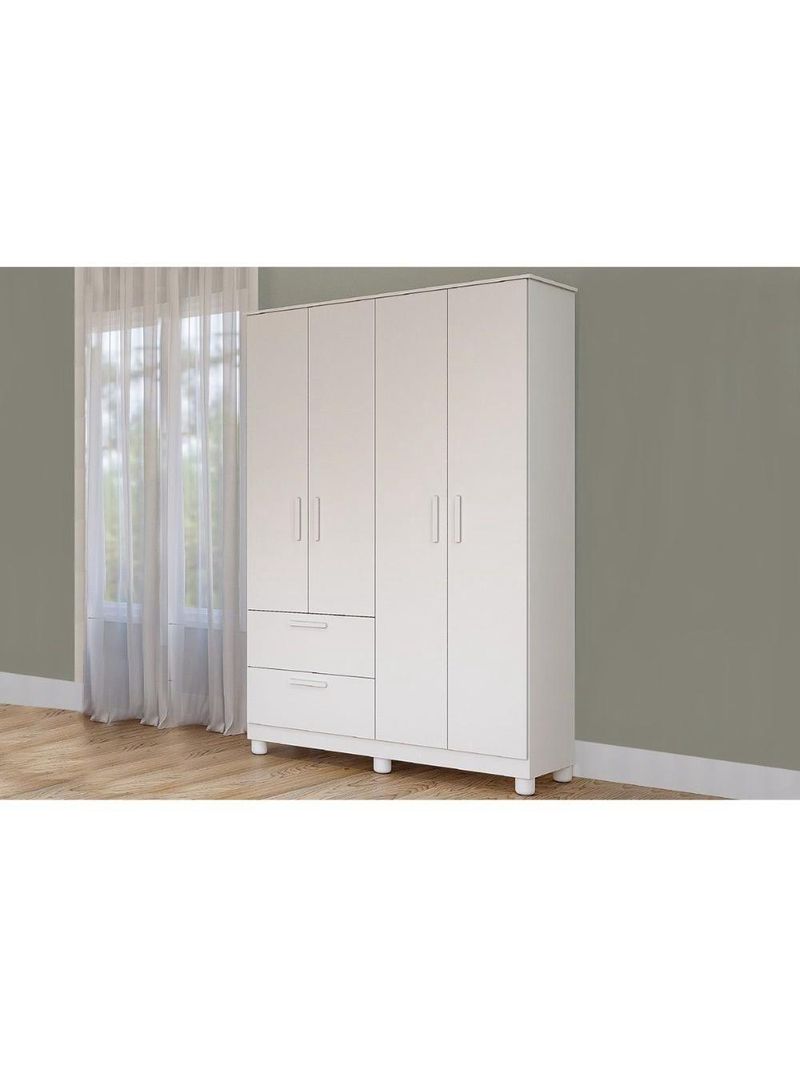 Guarda Roupa Bebê 4 Portas e 2 Gavetas Jujuba Branco - Permóbili Baby