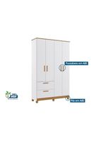 Guarda Roupa Bebê 4 Portas e 2 Gavetas Jujuba Branco - Permóbili Baby