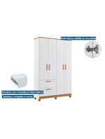 Guarda Roupa Bebê 4 Portas e 2 Gavetas Jujuba Branco - Permóbili Baby